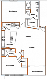 Flat 2 - 2 Bdr / 2 Bath - 1371 Sq. Ft.*