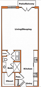 Loft-2 - 0 Bdr / 1 Bath - 750 Sq. Ft.*