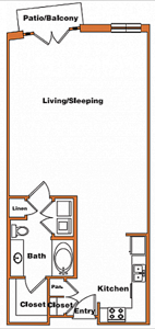 Loft-3 - 0 Bdr / 1 Bath - 810 Sq. Ft.*